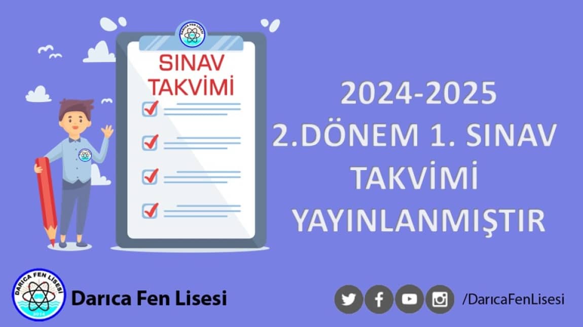 2024-2025 Eğitim Öğretim Yılı 2.Dönem 1.Yazılı Sınavı Takvimi Yayınlanmıştır